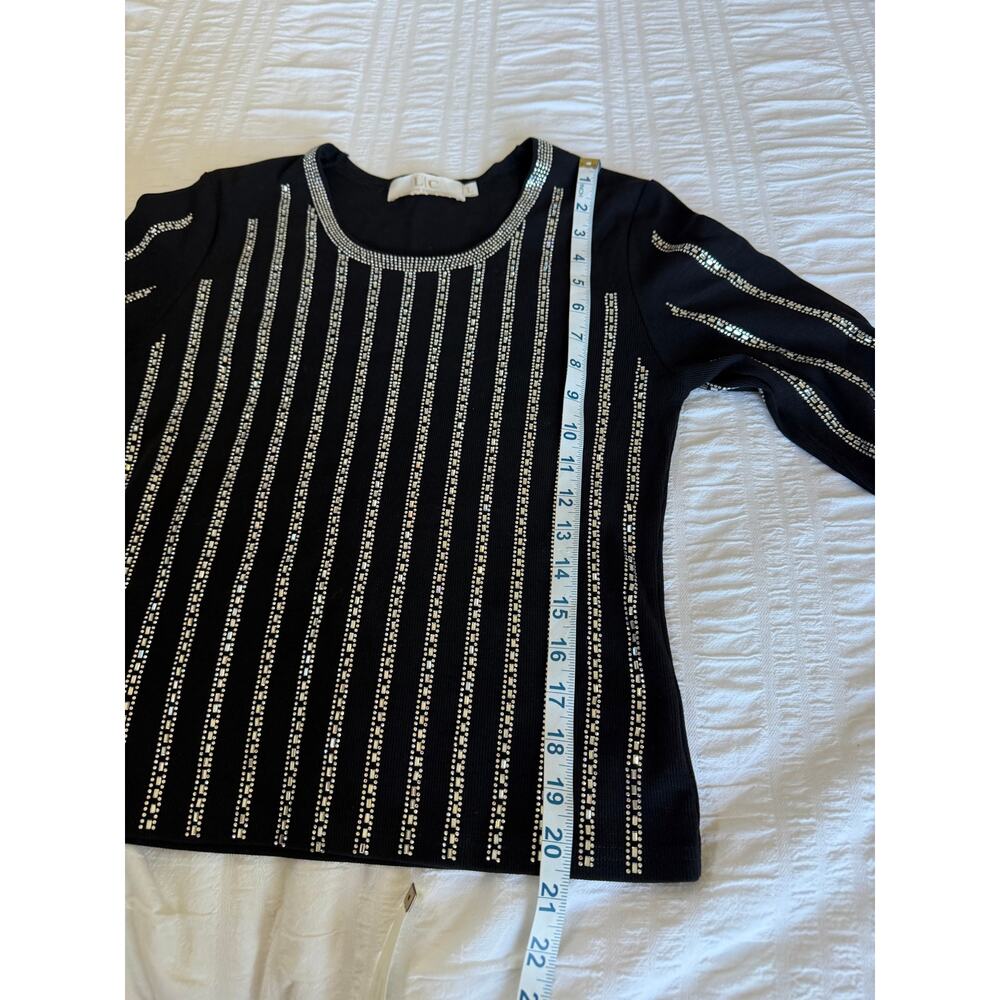 Lizette Collection Black Sequin Studded Elegant Sweater  Sz Large - Picture 7 of 8